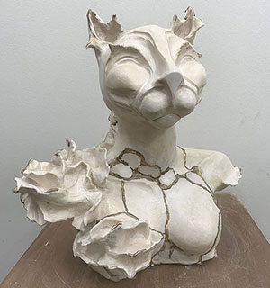 IZA - Isabelle Ardevol donne des cours de modelage en argile et de sculpture dans son atelier de Lausanne - sculptures d'eleves. Mireille B.